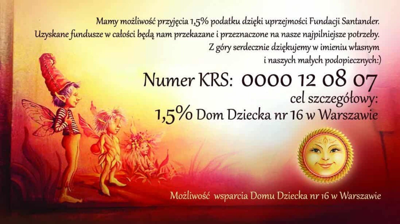 Przekaż 1,5% podatku — Stowarzyszenie Przyjaciół Domu Dziecka nr 16